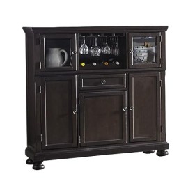 Benjara Cappi Curio Bar Armoire à 2 portes en verre 137 cm avec tiroir unique Bois marron