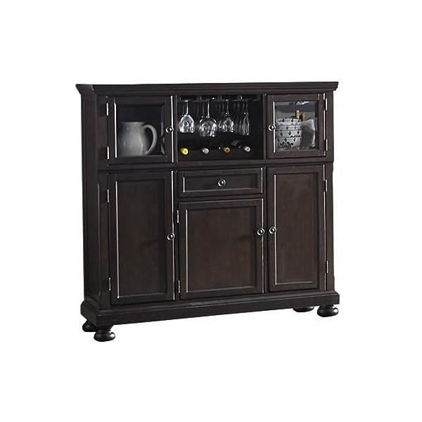 Benjara Cappi Curio Bar Armoire à 2 portes en verre 137 cm avec tiroir unique Bois marron