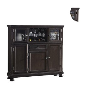Benjara Cappi Curio Bar Armoire à 2 portes en verre 137 cm avec tiroir unique Bois marron