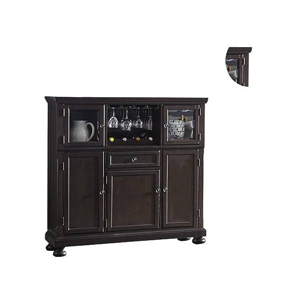 Benjara Cappi Curio Bar Armoire à 2 portes en verre 137 cm avec tiroir unique Bois marron