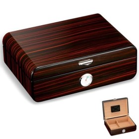 DECORN Cave à Cigares | Étui à Cigares en Bois de Cèdre Espagnol avec Hygromètre, Humidificateur et Séparateur | Peut Conteni