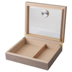 DECORN Bureau Dhumidificateur à Cigares Fait à La Main, Boîte à Cigares de Voyage en Verre, Portable avec Hygromètre Mécaniq