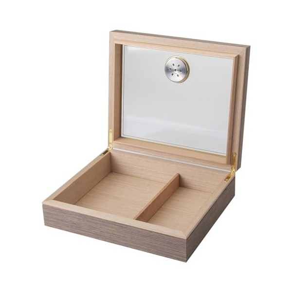 DECORN Bureau Dhumidificateur à Cigares Fait à La Main, Boîte à Cigares de Voyage en Verre, Portable avec Hygromètre Mécaniq