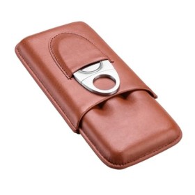 AVLUZ Étui à cigares en cuir portable, étui à cigares fabriqué à la main pouvant contenir jusquà 3 cigares, étui de voyage à