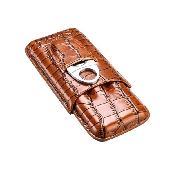 AVLUZ Étui à cigares en cuir portable, étui à cigares fabriqué à la main pouvant contenir jusquà 3 cigares, étui de voyage à