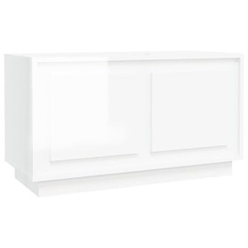Higsose Meuble TV Salon Blanc Brillant 80x35x45 cm Bois dingénierie Design Tendance Armoire Multimédia Grand Espace de Range