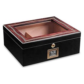 Boîtes À Cigares, Boîte À Cigares Cave À Cigares, Boîte À Cigares Faite À La Main avec Hygromètre Plateau en Verre Cerise Mat