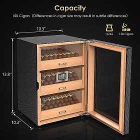 Mojgar Armoire en cèdre espagnol avec hygromètre numérique, rangement de 100 à 150 pièces, boîte en bois avec humidificateur 