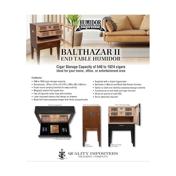 Humidor Supreme Cave à café Balthazar II chêne noir , conçue pour améliorer votre maison, votre bureau ou votre espace de di