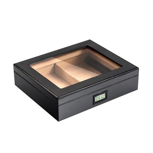 DECORN Cave à Cigares Faite à La Main - Boîte de Bureau à Cigares en Cèdre avec Humidificateur et Hygromètre - Boîte à Cigare