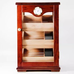 Cave à Cigares avec Dessus en Verre Boîte à Cigares Faite à La Main Boîte de Bureau en Cèdre avec Humidificateur, Hygromètre,