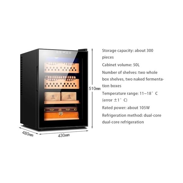 Armoire À Cigares Électrique 50L Armoire À Cigares Électronique Intelligente Étagères en Bois De Cèdre Espagnol Et Tiroirs À 