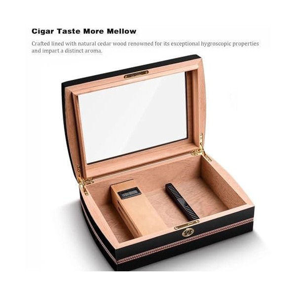 Caves à Cigares - Cave à Cigares avec Dessus en Verre - Boîte à Cigares Pouvant Contenir Jusquà 75 Cigares, Caves à Cigares
