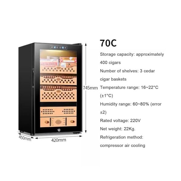 Armoire À Cigares Électrique Cave À Cigares Armoire De Contrôle De Température des Caves À Cigares Électriques 70L Peut Conte