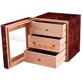 Boîtes À Cigares, Caves À Cigares, Armoire À Cigares À Trois Couches, Étui À Cigares Carré en Cèdre Massif, Boîte À Cigares