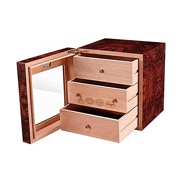 Boîtes À Cigares, Caves À Cigares, Armoire À Cigares À Trois Couches, Étui À Cigares Carré en Cèdre Massif, Boîte À Cigares