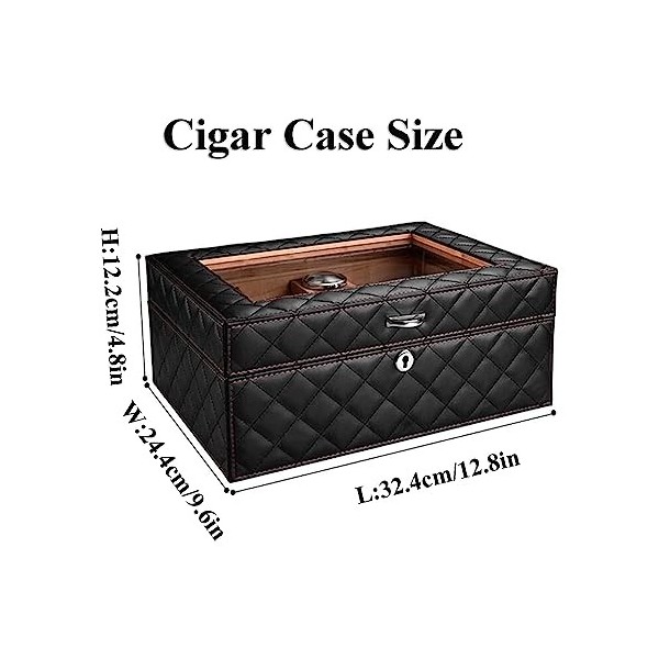 Boîtes À Cigares, Caves À Cigares en Cuir Humidificateur Cave À Cigares Desen Verre avec Serrure Boîte À Cigares Capacité Étu