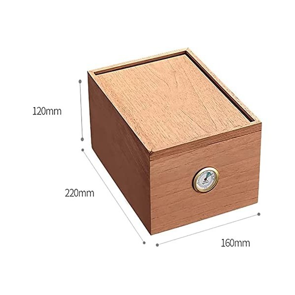 Boîtes À Cigares, Cave À Cigares, Boîte À Cigares Extractible avec Hygromètre Et Fermoir À Montage Frontal, Intérieur en Cèdr