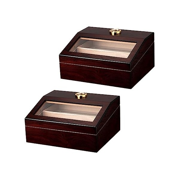 Boîtes À Cigares, Caves À Cigares, Boîte À Cigares en Cèdre, Boîte de Bureau À Cigares Fabriquée À La Main avec Thermomètre E