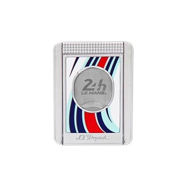 S.T. Dupont Coupe-cigare sur pied blanc/bleu/rouge chromé 003488 23 mm avec support à cigares intégré Série Le Mans