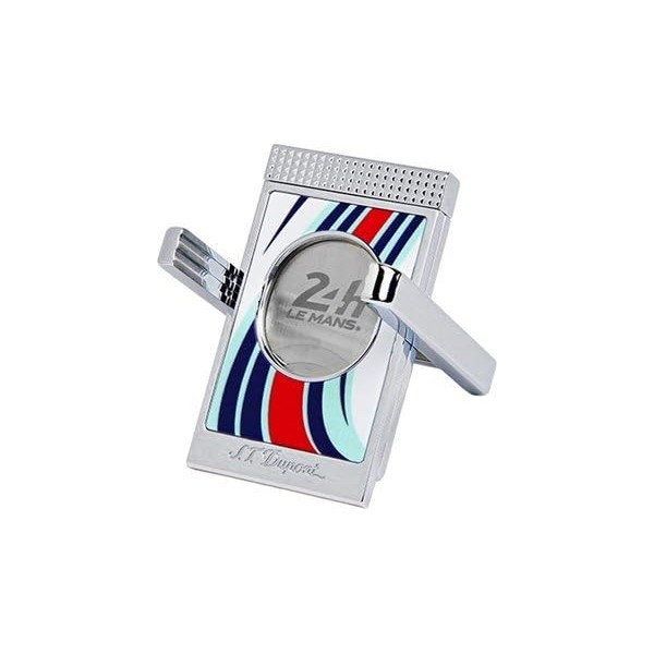 S.T. Dupont Coupe-cigare sur pied blanc/bleu/rouge chromé 003488 23 mm avec support à cigares intégré Série Le Mans