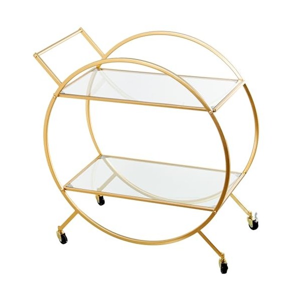 DRW Serveuse, Métal et Verre, doré et Transparent, 37x93x82 cm