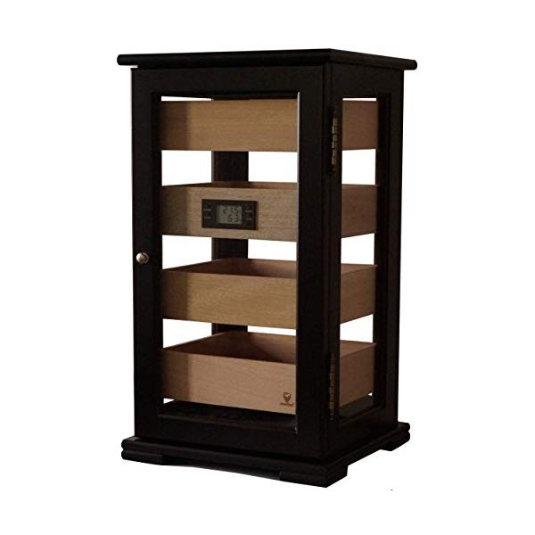 GERMANUS Marques Humidor Armoire « Icosia » avec hygromètre Cristal humidificateur Cave à Cigares