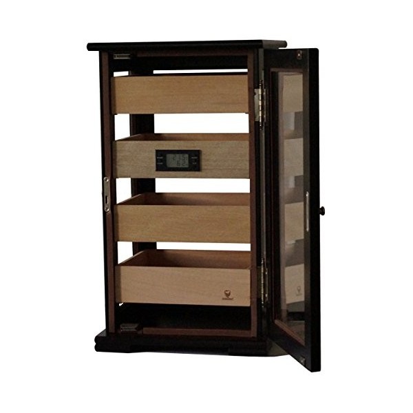 GERMANUS Marques Humidor Armoire « Icosia » avec hygromètre Cristal humidificateur Cave à Cigares