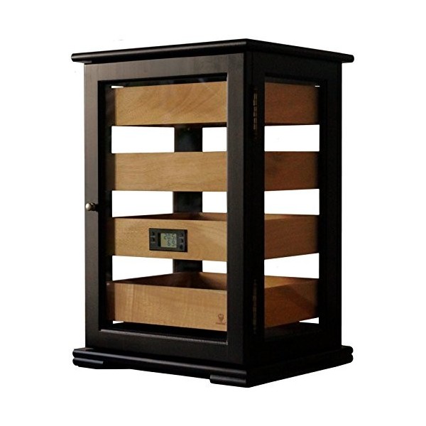 GERMANUS Marques Humidor Armoire « Mutina » avec Hygromètre Cristal humidificateur Cave à Cigares