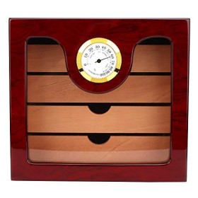 Cave À Cigares, Humidor avec PlaquÉ or IntÉgrÉ HygromÈtre et Humidifier 4 Tiroirs Étui À Cigare BoÎte À Cigares en Bois de CÈ