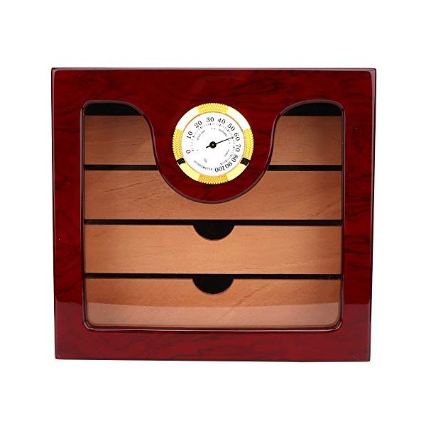 Cave À Cigares, Humidor avec PlaquÉ or IntÉgrÉ HygromÈtre et Humidifier 4 Tiroirs Étui À Cigare BoÎte À Cigares en Bois de CÈ