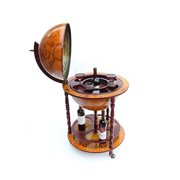 WestWood Mini bar en forme de globe terrestre, meuble-bar pour boissons, chariot de style rétro, pour verres et bouteilles de