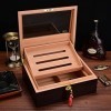 CIGARLOONG Boîte de Rangement pour cigares en Verre Transparent avec hygromètre et humidificateur pour 20 à 50 cigares