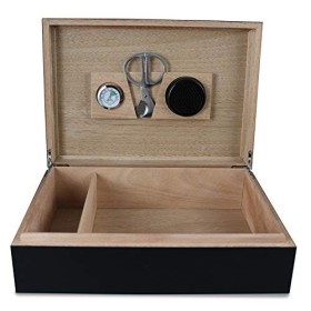 Egoist Cave à Cigares | Humidificateur pour cigares | Capacité 25 Cigares | En Bois Laqué Noir