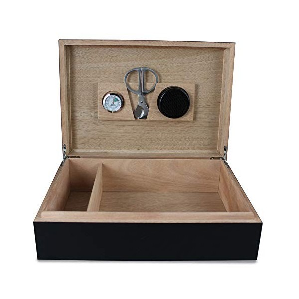 Egoist Cave à Cigares | Humidificateur pour cigares | Capacité 25 Cigares | En Bois Laqué Noir