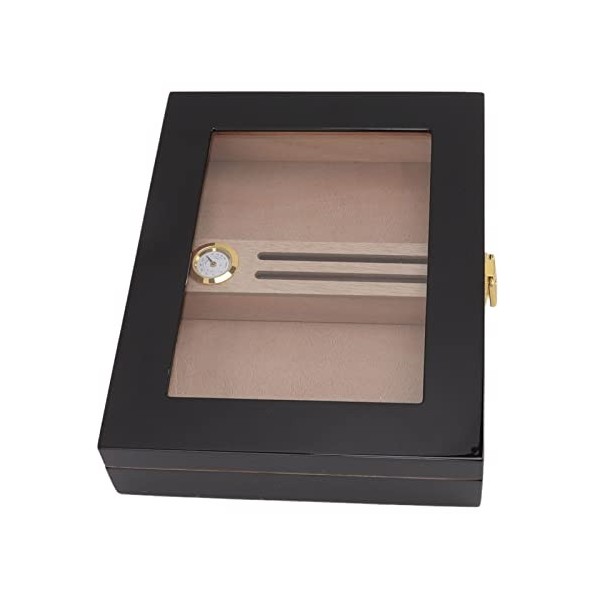 Hosie Boîte à Cigares à Cigares, étui à Cigares à humidité Constante en Verre de Cèdre Noir pour Bureau