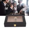 Hosie Boîte à Cigares à Cigares, étui à Cigares à humidité Constante en Verre de Cèdre Noir pour Bureau