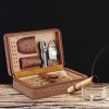 PIPITA Boîte à cigares en Cuir, Cave à cigares Portable en Cuir avec Doublure en Bois de cèdre pour 4 cigares avec humidifica