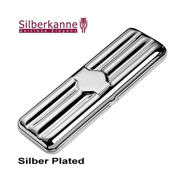silberkanne Cuba Étui à cigares plaqué Argent pour Deux cigares 17 x 6 x 3,5 cm