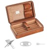 molshine Étui à cigares de Voyage en Cuir végétalien avec Coupe-Cigare et Support, boîte à cigares Portable en Bois de cèdre 