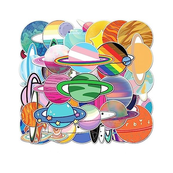 Lot de 50 autocollants planète pour enfants et adolescents - Décoration solaire pour enfants et adolescents - Motif plantes