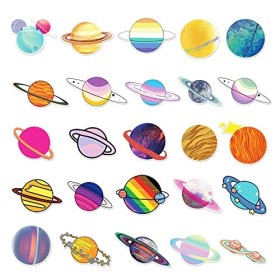 Lot de 50 autocollants planète pour enfants et adolescents - Décoration solaire pour enfants et adolescents - Motif plantes