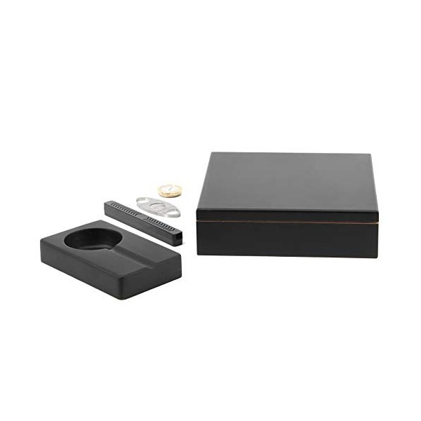 BigSmoke Boite Humidificateur Cigare - Cave à Cigares Boîte de Rangement en Bois de Cèdre Espagnol, Cendrier, Coupe Cigare, H