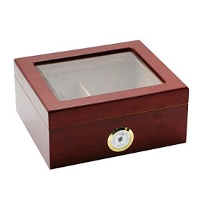 PIPITA Bureau en Verre trempé humidificateur de Cigare avec hygromètre et humidificateur montés à lavant, boîte de Rangement