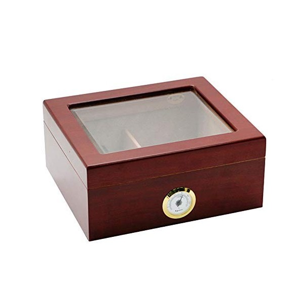 PIPITA Bureau en Verre trempé humidificateur de Cigare avec hygromètre et humidificateur montés à lavant, boîte de Rangement