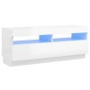 vidaXL Meuble TV avec Lumières LED Armoire Basse Centre de Divertissement Meuble Stéréo Salon Salle de Séjour Intérieur Blanc