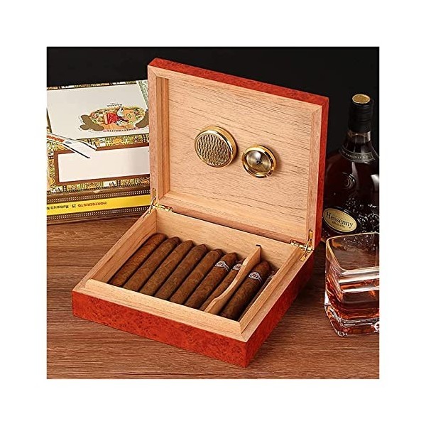 Boîtes À Cigares, Cave À Cigares de Bureau, Boîte de Rangement en Cèdre, Conception Bien Scellée avec Séparateur Réglable, Hy