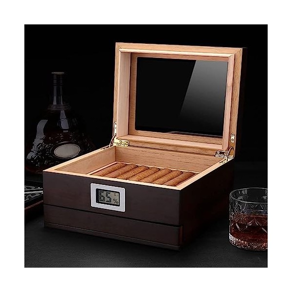 Boîtes À Cigares, Humidificateurs Boîte À Cigares de Capacité Boîte de Bureau À Cigares en Cèdre Étui À Cigares de Stockage C