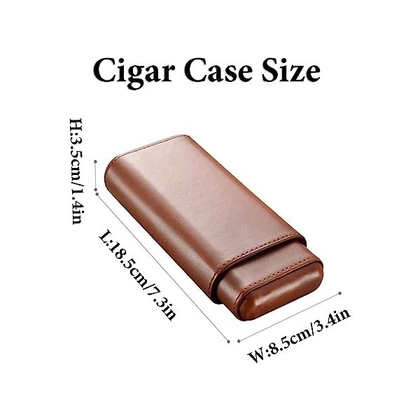 Boîtes À Cigares, Caves À Cigares de Voyage en Cuir + Étui À Cigares La Cave À Cigares Peut Contenir 3 Cigares Boîte À Cigare