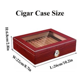 Boîtes À Cigares, Caves À Cigares, Étui À Cigares avec Desen Verre, Boîte de Bureau, Caves À Cigares en Cèdre, Cave À Cigares